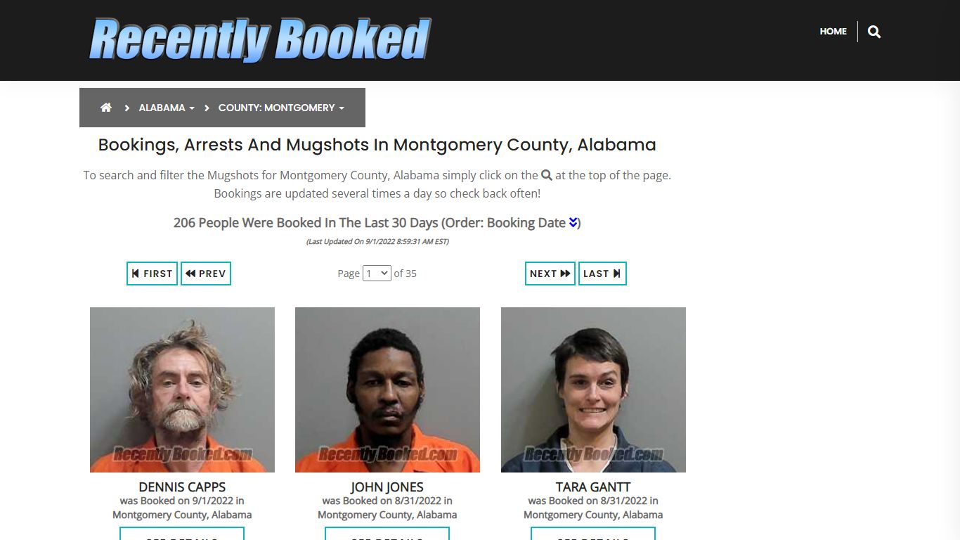 Bookings, Arrests and Mugshots in Montgomery County, Alabama